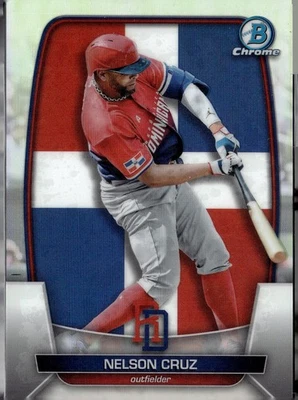 2023 Bowman Chrome #WBC-29 Nelson Cruz WBC Flag Refractor #/499 DR - Image 1 of 2