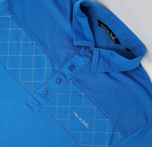 Camisa Polo de Golf Travis Mathew Para Hombres Mediana Azul Brillante Patrón Argyle Rendimiento - Imagen 1 de 8