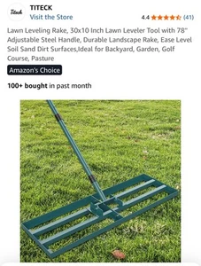 Heavy Duty Lawn Leveling Rake 30x10" w/78" Handle - Picture 1 of 5