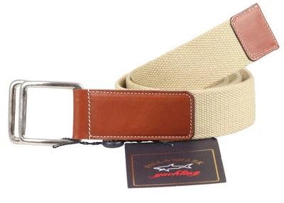 Cinturón Hombre Paul & Shark Yachting Talla 95 cm 37" Poliéster Cuero Beige Marrón Foto 1 de 2