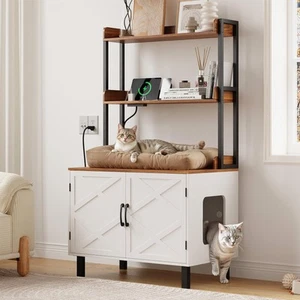 ONBRILL 55 Inches Cat Litter Box Enclosure, Hidden Litter Box Furniture with ... - Picture 1 of 9