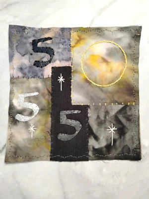 Colorful Handmade Art Patch Angel Numbers 555 Patchwork 6"x6" - Image 1 of 3