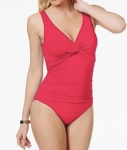 Ralph Lauren Black Label Woman’s One Piece Twist Bathingsuit | Red  - Picture 1 of 9