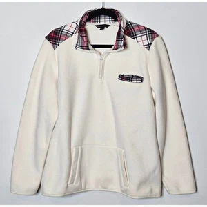 Brooks Brothers Plaid Fleece Damen XL Pullover Quarter Zip Trim Sweatshirt - Bild 1 von 5