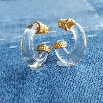 Julie Vos Clear Madison Statement Hoop Earrings Gold - Image 1 of 4