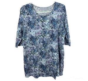 J.Jill Pure Jill Women’s Size L Blue Printed Top Tunic Stretch Casual Comfort - Picture 1 of 7