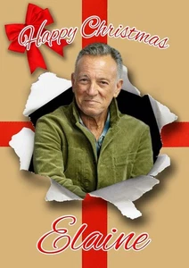 CARTOLINA DI NATALE BRUCE SPRINGSTEEN PERSONALIZZATA - Foto 1 di 3