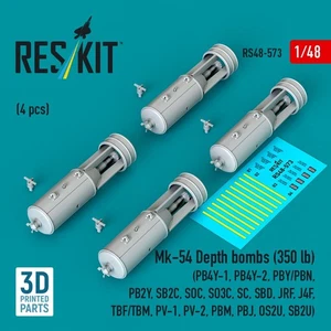 ResKit RS48-0573 1/48 Mk-54 Depth Bombs 350 lb (4 pcs) US Navy Aircraft Weapons - Picture 1 of 3