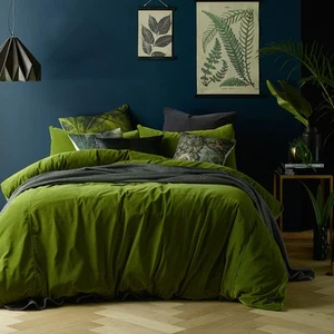 Vintage Design Homewares Cotton Velvet Quilt Cover Set Mossy Road King - Picture 1 of 1