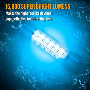 Luz de pesca submarina 150W 12V IP68 15000 LM lámpara buscador de peces con cable de 23 pies - Imagen 1 de 19