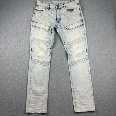 Pantalones de mezclilla desgastados con ácido hielo azul 36x34 Smoke Rise para hombre Y2K hip hop elásticos Foto 1 de 4