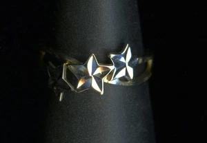 10K Size 2.5 Solid Yellow & White Gold Stars Adjustable Finger Or Toe Ring *CI - Picture 1 of 3