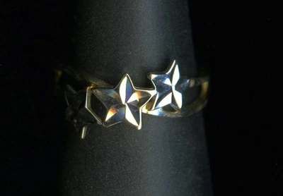 10K Size 2.5 Solid Yellow & White Gold Stars Adjustable Finger Or Toe Ring *CI - Image 1 of 3
