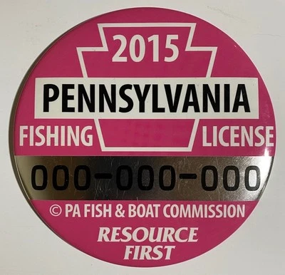 "Botón de licencia de pesca Pennsylvania 2015 botón de publicidad PA primer año" Foto 1 de 3