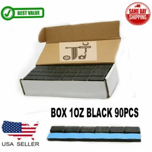 1 BOX 1 OZ BLACK WHEEL WEIGHTS STICK-ON ADHESIVE TAPE LEAD-FREE 90 PIECES - Picture 1 of 2