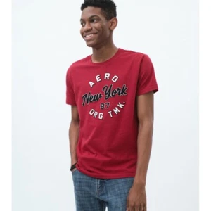 T-shirt uomo Aeropostale rossa con applicazioni logo taglia L - Foto 1 di 8