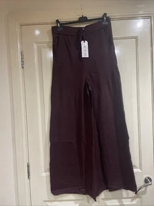 Out Of Office Knitted Wide Leg Trousers Lounge Wear Cashmere Wool Mix Brown Qvc - Picture 1 of 9