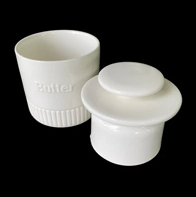 Butter Bell Keeper Crock White Serving Dish Ceramic Minimalist Bell Ivory Dining - Image 1 of 4