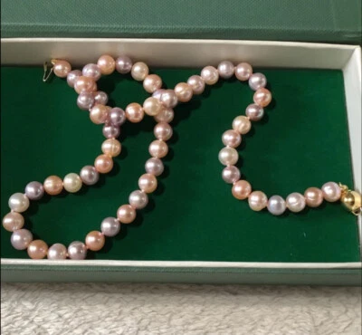 Impresionante Collar Espejo Brillo Multicolor Edison 9-10mm Redondo Perla 17" BN2843 Foto 1 de 4