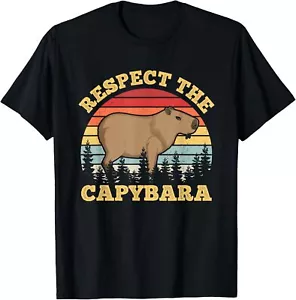 Respect The Capybara Funny Capibara Rodent Animal Lover Gift Unisex T-Shirt - Picture 1 of 3