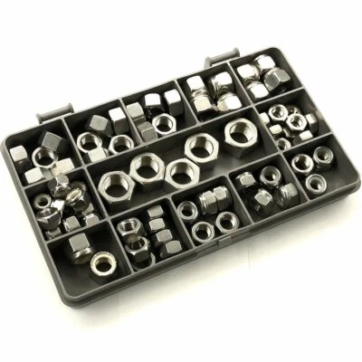 70 VERSCHIEDENE STÜCK A2 EDELSTAHL UNF VOLL NYLOC 1/4"" 5/16"" 1/2"" MUTTER-KIT - Bild 1 von 2