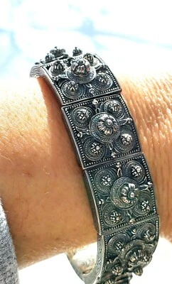 Pulsera de plata de ley Konstantino pieza ancha ~ ¡pesada! 125,48 gr Foto 1 de 4