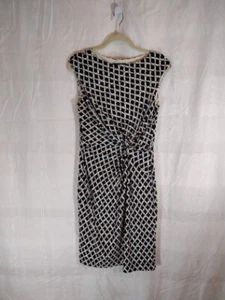 Ralph Lauren Dress 10 Classic Black & white geometric pattern ruched waist Lined - Bild 1 von 16