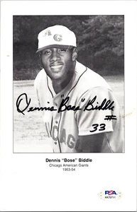 Dennis Bose Negro Biddle Photo Autographed Giants Leagues Chi American Psa/Dna - Picture 1 of 4