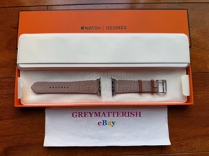 NEUF~HERMÈS~OR/ECRU 46mm Single Tour Toile H 44/45/49mm/Ultra~Bracelet Apple Watch - Photo 1 sur 15