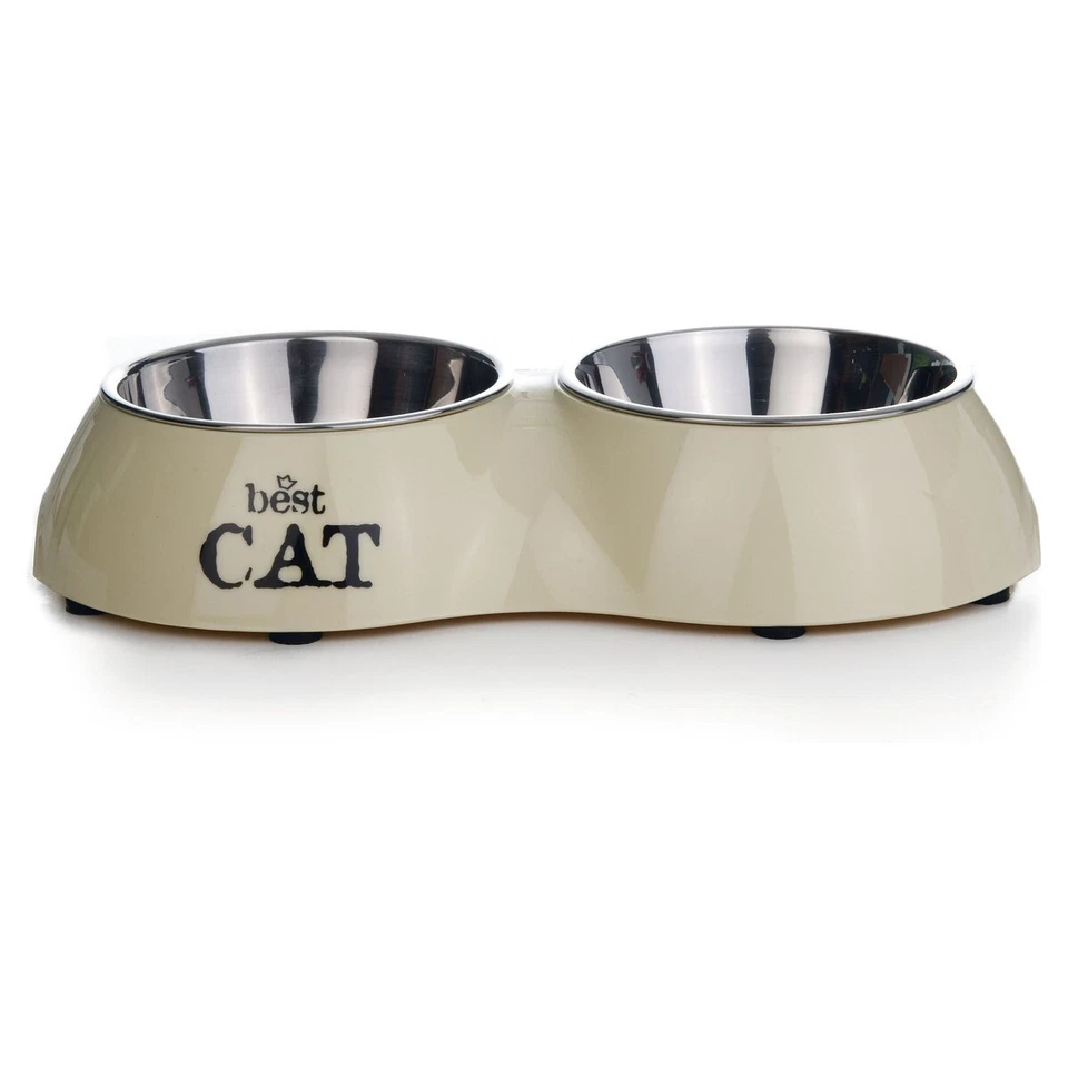 Beeztees Katzen Doppelnapf Best Cat beige Melamin 26,5x15cm spülmaschinenfest - Bild 1 von 1