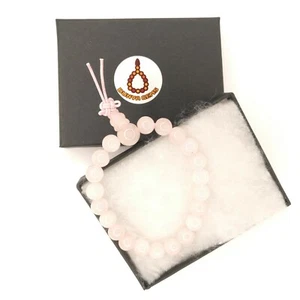Genuine Rose Quartz Gemstone Power Bracelet 7" Elastic Mala Beads Chakra 036 - Picture 1 of 12