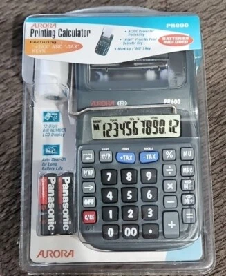 Aurora PR600 Multi Functional Printing Calculator BLACK, 12 Digits, NEW SEALED - Image 1 of 3