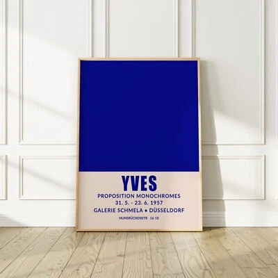 POSTER PRINT GANG Yves Klein Exhibition Poster, 1957 Blue Monochrome, Repro, No frame, Matte Paper