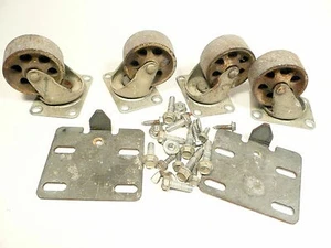 ROCK-OLA 471 JUKEBOX  part:    set of 4 STEEL WHEELS & HARDWAR & DOOR  PLATES - Picture 1 of 1