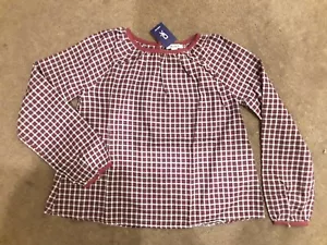 Okaidi New Girls burgundy checked gingham top blouse - 10 Years - Picture 1 of 1
