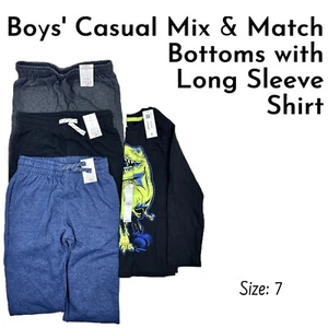 Boys' Multicolor Mix & Match Casual Sweatpants Set with Long Sleeve Shirt Size 7 - Picture 1 of 8