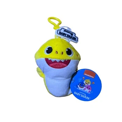Nickelodeon Pinkfong Baby Shark 5” Clip On Toy Change Purse Yellow Plush Animal - Image 1 of 4