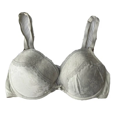 Sujetador vintage Pleasure State talla 36DD blanco líquido satinado crema tazas de encaje con aros Foto 1 de 4