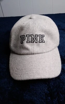 维多利亚的秘密粉色灰色羊毛带棒球帽刺绣标志 — 第 1/4 张图片