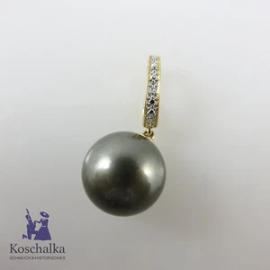 Eleganter 585er Gold Anhänger m. einer Tahiti Perle u. einem Brillanten (0073EB) - Bild 1 von 7
