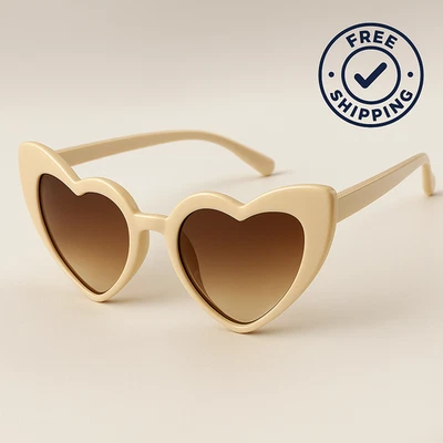 Gafas de sol para mujer en forma de corazón - Retro Vintage Moda Tonos Beige Foto 1 de 3