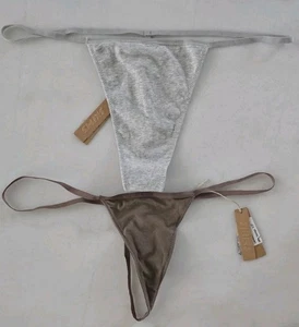 NUEVO CON ETIQUETAS SKIMS Mujer Paquete de 2 Piezas Tangas Gris/Marrón, Talla 2X. - Imagen 1 de 3
