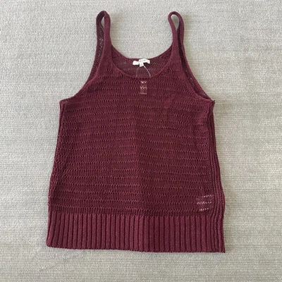 Madewell Suéter Chaleco Tanque Mujer S Vino Lino Tejido Academia Mínimo Semi Transparente Foto 1 de 4