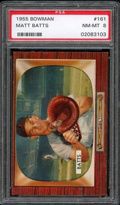 BB - 1955 Bowman - #161 - Matt Batts - PSA 8 - NM-MT - Image 1 of 2