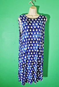 Vestido Riley & James Estrellas Azules Sin Mangas Talla 2X Bolsillos Elásticos - Imagen 1 de 9