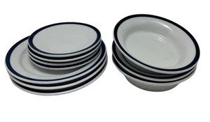 IKEA Almhult Set Of 10 Pieces Replacement White & Blue Sweden S343 81 EUC - Picture 1 of 4