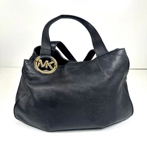 Borsa a mano Michael Kors vintage in pelle con ciottoli - nera e oro - BELLA - Foto 1 di 6