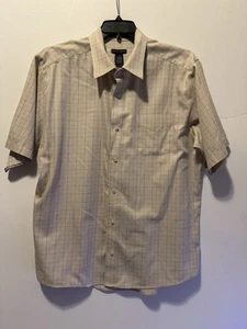 Knightsbridge Men’s Button Down Short Sleeve Shirt SZ L Light Brown Plaid - Picture 1 of 7