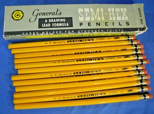 Vintage General’s Semi-Hex Lanolized Lead Pencils 498 No 2 Medium USA Box of 12 - Picture 1 of 4