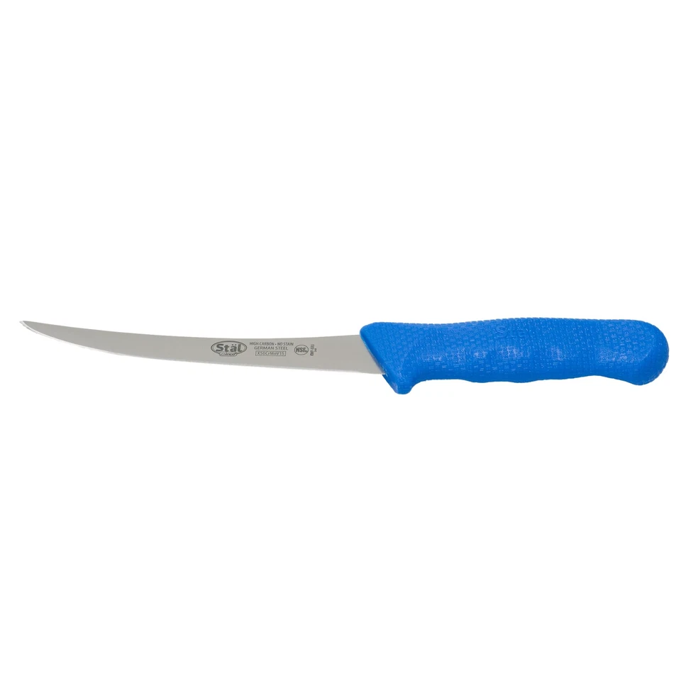 Winco KWP-60U 6-Inch Stal High Carbon Steel Flexible Curved Boning Knife Polyp
